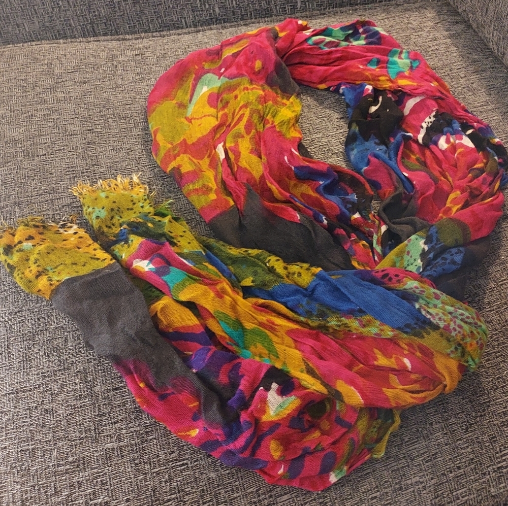 Target Vibrant Colorful Lightweight Scarf Wrap Boho Artsy